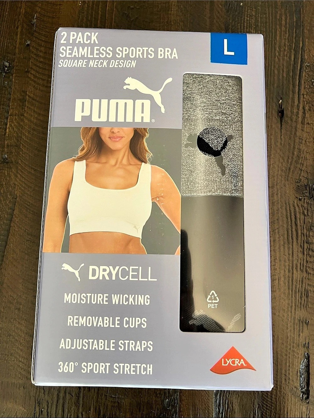 Puma Drycell Seamless Square Neck Sports Bra 2-Pack Large